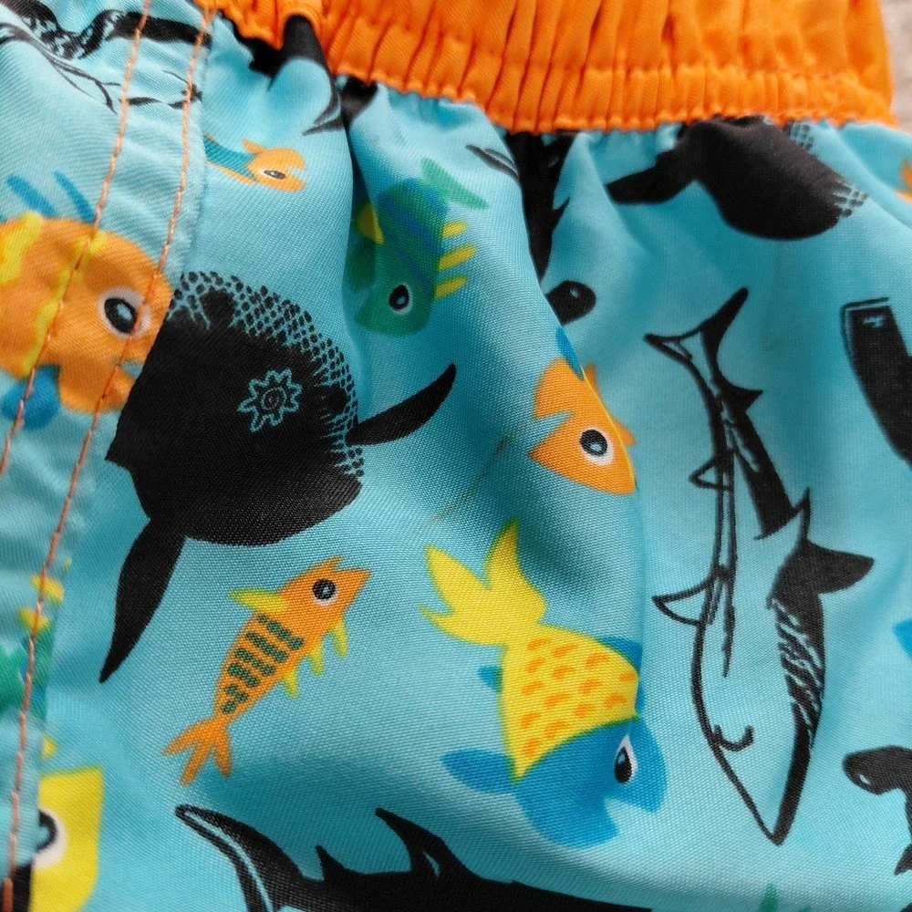 UV Skins Blue Swim Shorts Ocean Aquatic Fish Shark Baby Boy Size 12-18 months